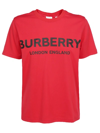 Burberry Round Neck Logo T-shirt In Bright Red