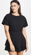 Alice And Olivia Palmira Short-sleeve Tie-back Tiered Ruffle Dress In Black