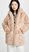 Apparis Marie Faux Fur Mid-length Coat In Sand