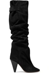 Isabel Marant Lacine Suede Knee Boots In Black