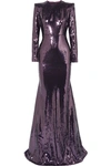 ALEX PERRY FELIX SEQUINED SATIN GOWN