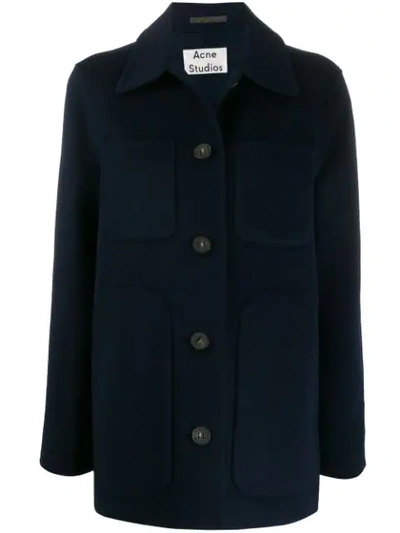 Acne Studios Collared Pocket Coat In Blue