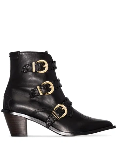Reike Nen Buckled 60mm Ankle Boots In Black