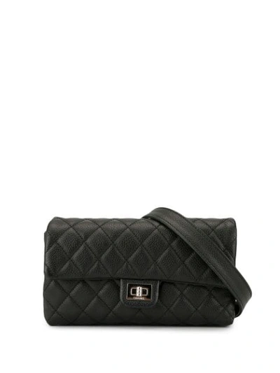Pre-owned Chanel Quilted 2.55 Cc Belt Bag In Black