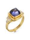 TEMPLE ST CLAIR WOMEN'S HIGH 18K YELLOW GOLD, IOLITE & DIAMOND CLASSIC SUGAR LOAF RING,400011447625