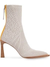 FENDI FFRAME JACQUARD POINTED-TOE ANKLE BOOTS