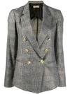 Blanca Checked Double-breasted Blazer In Grey