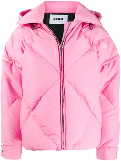 Msgm Oversized Puffer Jacket In Pink