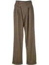 R13 Checked Relaxed Trousers In Green
