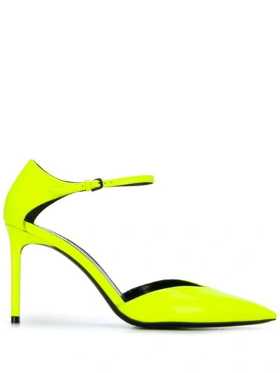 Saint Laurent Anja Neon Patent-leather Pumps In Yellow