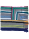 Paul Smith Striped Knit Scarf In Grey