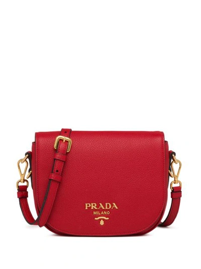 Prada Logo镶嵌单肩包 In Red