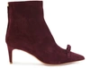 RED VALENTINO BOW SUEDE ANKLE BOOTS,REDQDAJ5RED