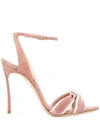 CASADEI KNOT FRONT HEELED SANDALS