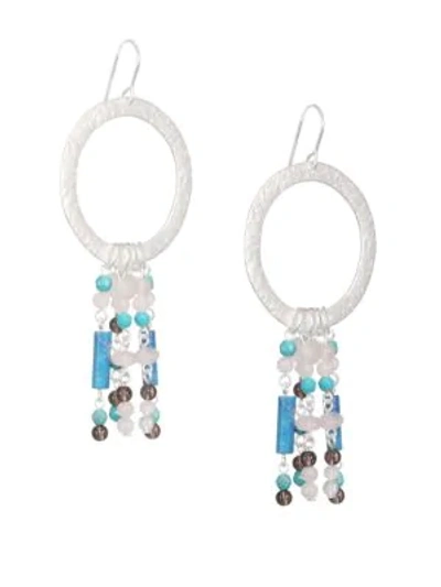 Stephanie Kantis Turquoise & Smoky Topaz Circle Earrings In Silver