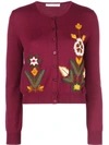 OSCAR DE LA RENTA FLORAL EMBROIDERY CARDIGAN