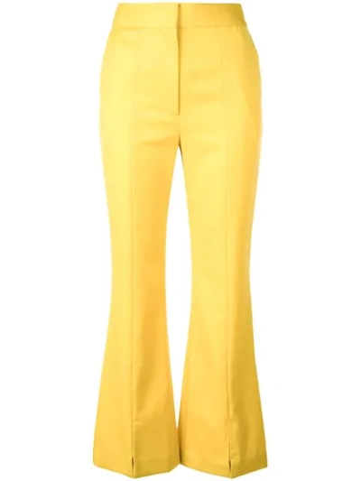 Adam Lippes Tropical Wool Bell Crop Trouser In Canary