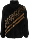 Fendi Ff Motif Faux Fur Jacket In Black