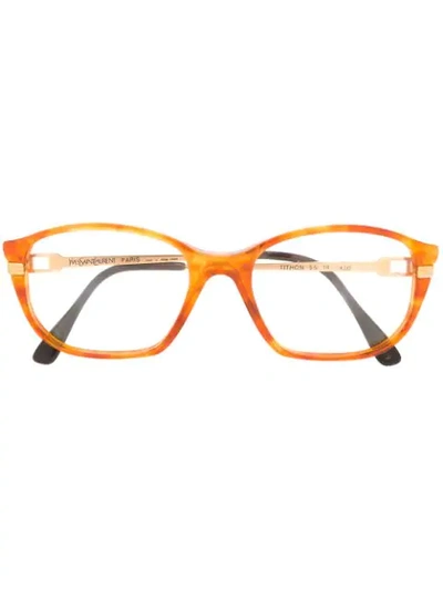 Pre-owned Saint Laurent 1990s Square Glasses In Orange