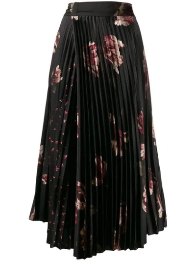 Vince Mixed Tulip Print Pleated Midi Skirt In Floral