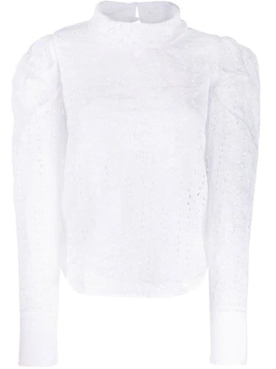 Isabel Marant Qyandi Long-sleeve Waffle Lace Blouse In White