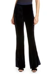 CUSHNIE VELVET FRONT HIGH WAIST SIDE SLIT FLARE PANTS,219502V-54