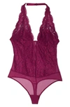 B.tempt'd By Wacoal Ciao Bella Lace Bodysuit In Magenta Purple