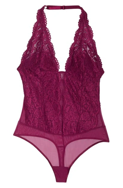 B.tempt'd By Wacoal Ciao Bella Lace Bodysuit In Magenta Purple
