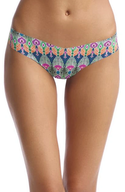 Commando Print Microfiber Thong In Tribal Feathers