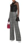 ADAM LIPPES CHECKED WOOL, SILK AND LINEN-BLEND WIDE-LEG trousers,3074457345621166269