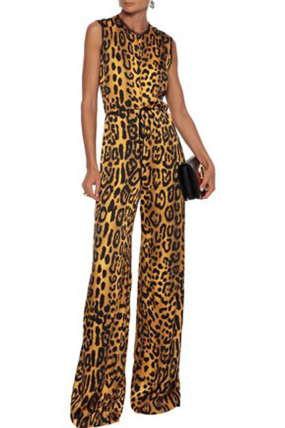 Adam Lippes Woman Belted Leopard-print Duchesse-satin Jumpsuit Animal Print