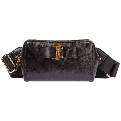 Ferragamo Women's Leather Belt Bum Bag Hip Pouch  Fiocco Vara In Black