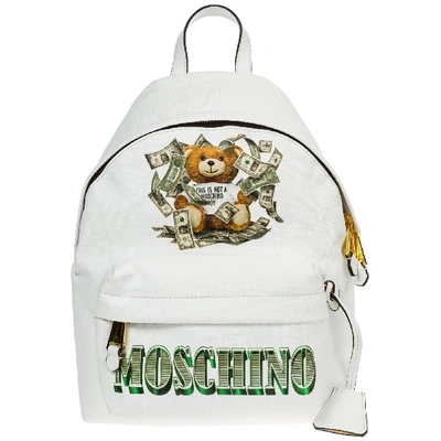 Moschino Women's Rucksack Backpack Travel  Dollar Teddy Bear In White