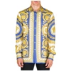 Versace Barocco Button-up Silk Shirt In Yellow