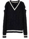 BALMAIN BALMAIN V NECK CHUNKY CABLE KNIT SWEATSHIRT