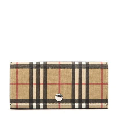 Burberry Vintage Check And Leather Continental Wallet In Beige