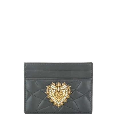 Dolce & Gabbana Heart Appliqué Logo Cardholder In Black