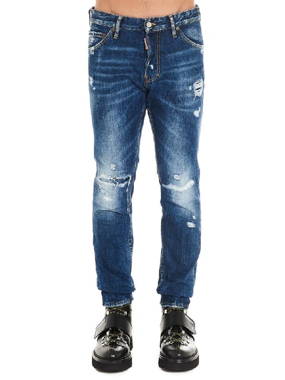 Dsquared2 Cool Guy Logo Distressed Jeans In Blue