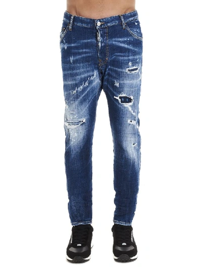 Dsquared2 17厘米tidy Biker棉质牛仔裤 In Blue