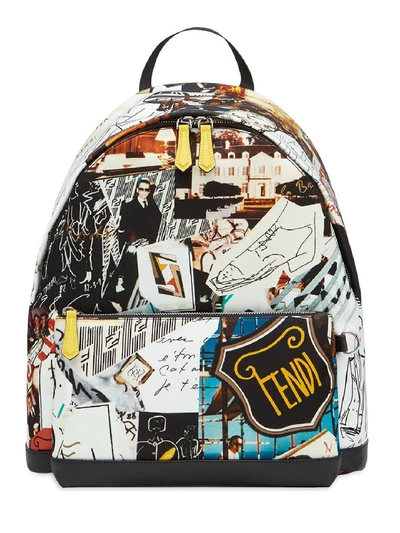 Fendi Karl Printed Nylon Backpack In Multicolor