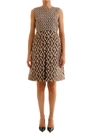 GUCCI GUCCI GG RHOMBUS LOGO PATTERNED PLEATED DRESS