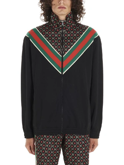 Gucci Gg Star Print Technical Jersey Jacket In Black