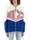 GUCCI Gucci Logo Print Colour Block Zipped Hoodie
