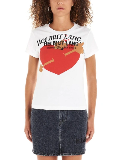 Helmut Lang Heart-print Cotton-jersey T-shirt In White
