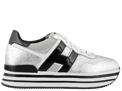 Hogan H483 Silver Laminate Leather Sneaker