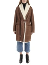 LOEWE LOEWE BELTED LEATHER SHEARLING COAT