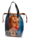 MARNI MARNI PIXEL FACE PRINT LOGO TOTE BAG