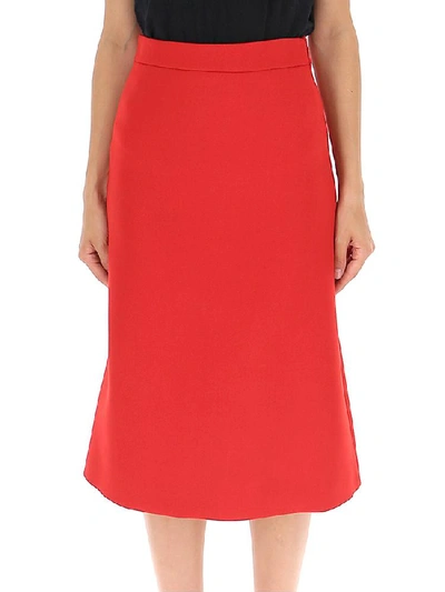 Prada Aline Wool Skirt In Red