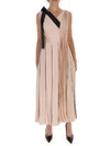 PRADA PRADA BELTED PLEATED MIDI DRESS