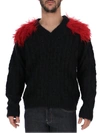 PRADA PRADA FAUX FUR SHOULDER CHUNKY KNIT JUMPER